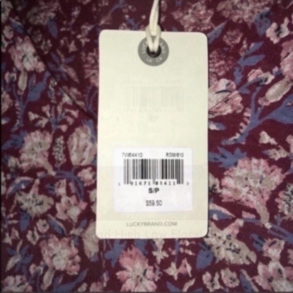 NWT Lucky Brand High Low Floral Blouse - Picture 7 of 7